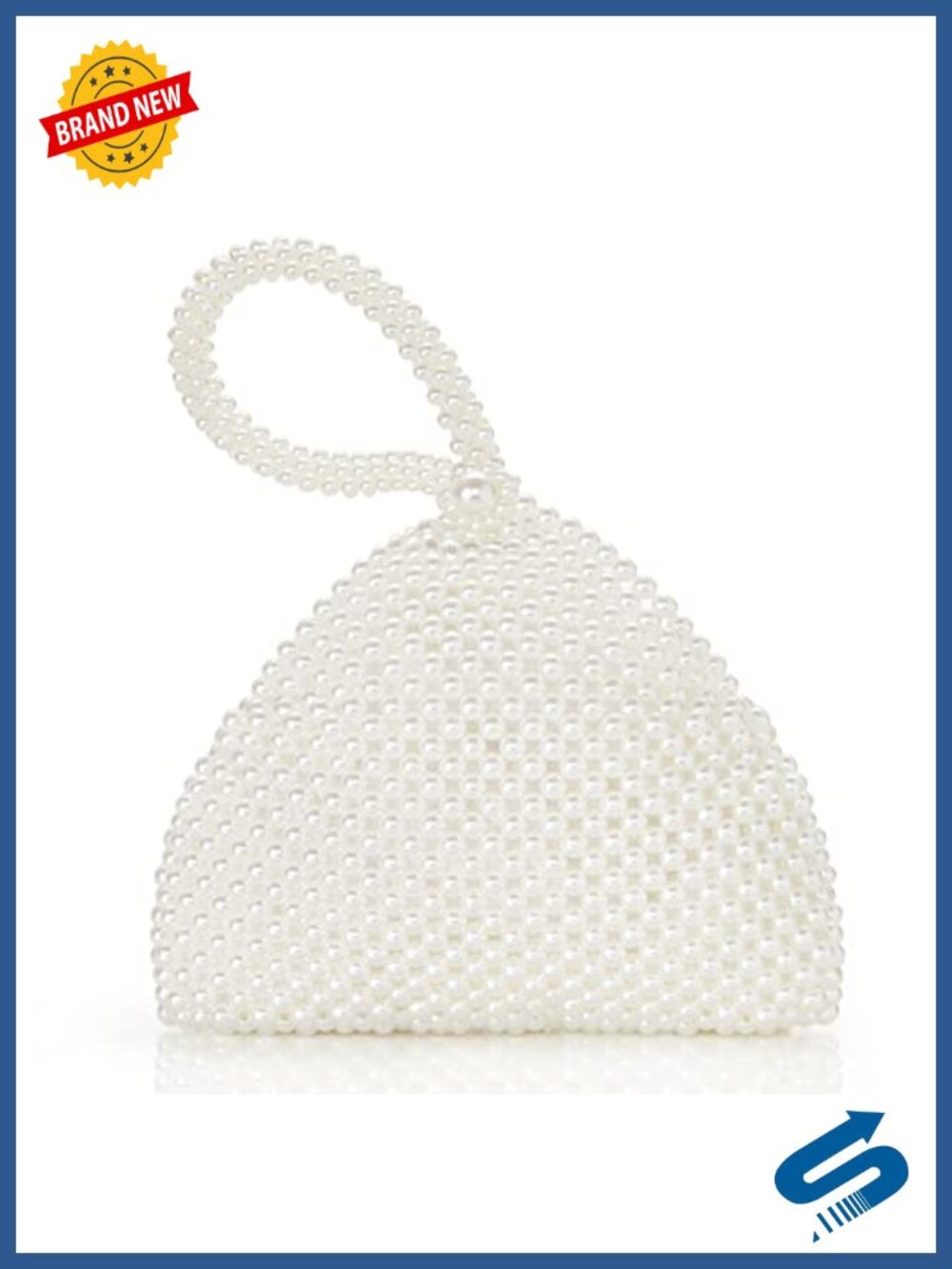 Pearl Evening Bag Triangle Clutch Imitation Pearls Clasp Wedding Party Purse